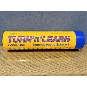 Turn n Learn Pencil Box addition subtraction Tube A&W VINTAGE Pencil Box Toy